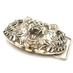 German silver Belt buckle Grizzly Bear, Animal belt buckle, Brown bear buckle