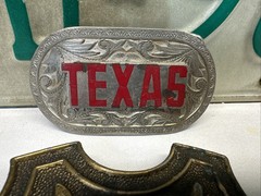 1776 -1976 Bicentennial Eagle Solid Cast Brass Belt Buckle + TEXAS Silver Buckle
