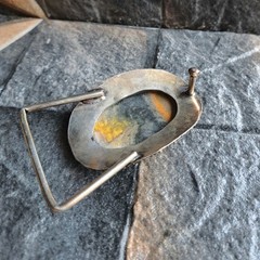 Bumblebee Jasper Oval Silver Plated Belt Buckle Bold Yellow Black Western Unisex