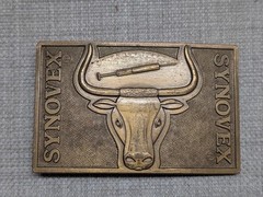 vintage 1970s belt buckle WESTERN cow bull COWBOY rancher FARMING brass