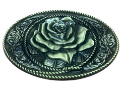 Rose Flower Western Oval Bronze Plated Belt Buckle Hebillas Vaqueras