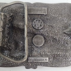 Vintage 1984 Bergamot Brass Works U-149 Steam Train Pewter Enamel Belt Buckle