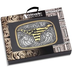 Montana Silversmiths Western Patriotic Longhorn Buckle