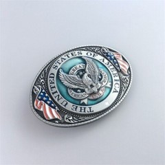 Vintage Style Enamel US Flag Ealge Oval belt buckle also Stock in US