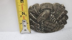 Award Design Medals Belt Buckle Mens Gold Article II Right To Bear Arms Eagle