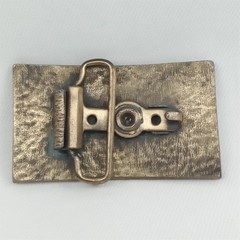 Vintage 1970s Brass Relief Firefighter Belt Buckle Made In USA