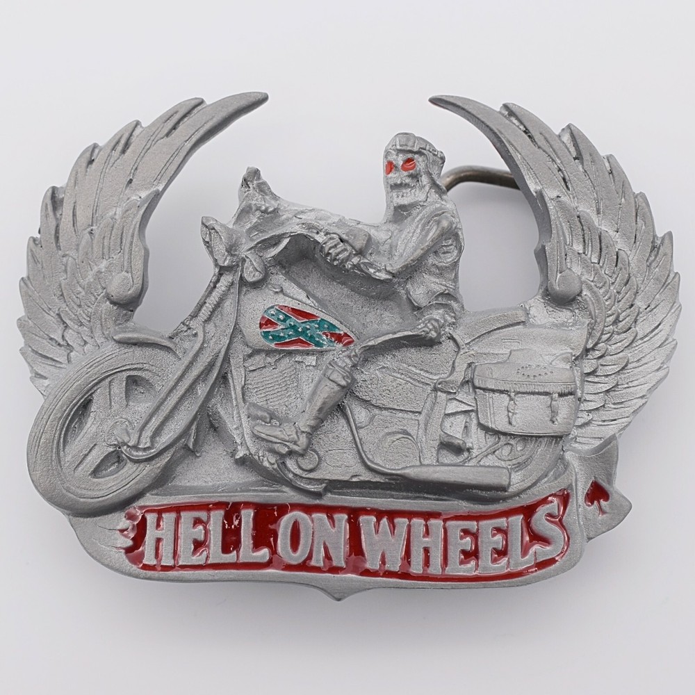 Hell On Wheels Motorcycle Skull Rider Novelty Gift Belt Buckle (New)