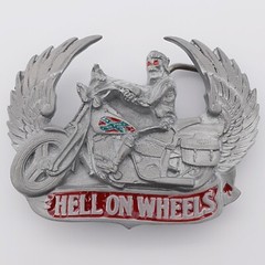 Hell On Wheels Motorcycle Skull Rider Novelty Gift Belt Buckle (New)