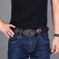 Teen Metal Oval Belt Buckle Rock Fans Relief Pattern Belt Buckle Replacements
