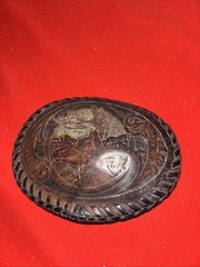 Vintage Handmade Handtooled Leather Belt Buckle By B Miller-Estate Find