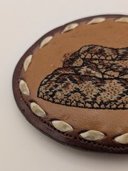 Vintage Nocona Rattlesnake Belt Buckle Hand Tooled Leather Western Oval