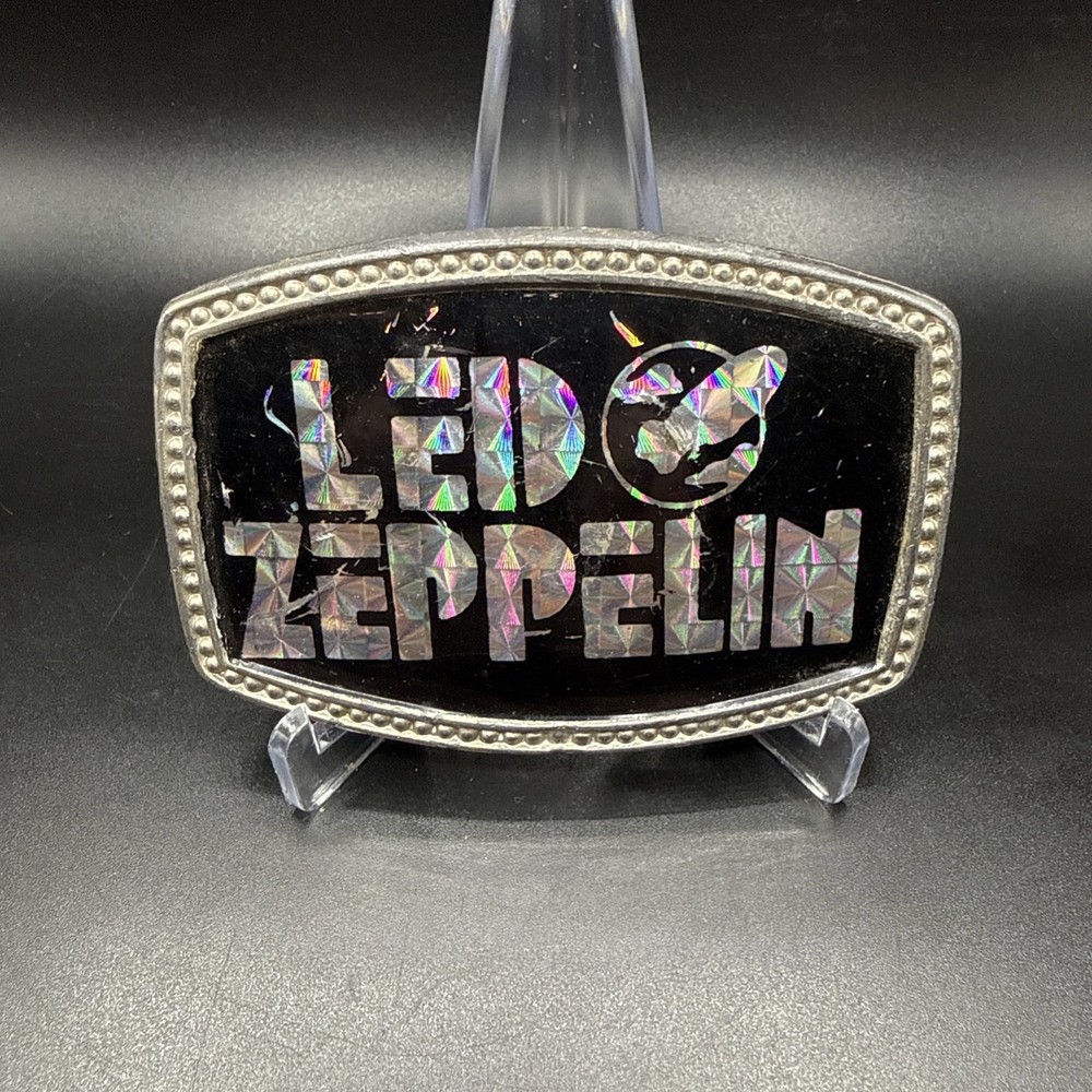 Vintage 1970s Led Zeppelin Belt Buckle Pacifica Holographic Prism Swan Song Logo