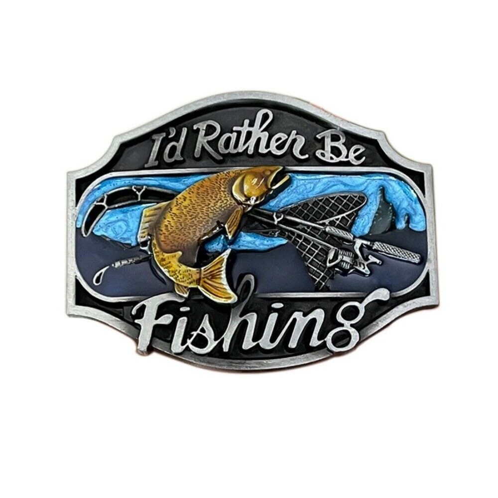 Western Belt Buckle for Men & Women Cowboy Rodeo Wear – I&rsquo;d Rather Be Fishing