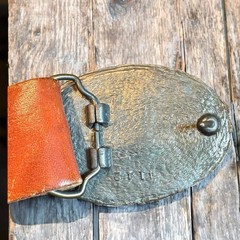 Vintage 1970s Schlitz Beer San Francisco Tooled Leather Belt with Buckle OOAK
