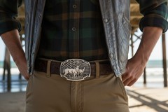 Men Silver Metal Belt Buckle Deer Nature Hunter Western Fashion Casual Day Wear