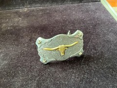 SILVER/GOLD Tone BELT BUCKLE WESTERN TEXAS LONGHORN STEER BULL COWBOY STARS 3”
