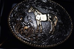 Crumrine M&F Western Oval Standing Horse Silver Bronze tone C02112