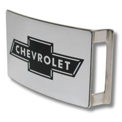Brushed Silver Chevy Chevrolet Bowtie Rock Star Buckle Official Licensed