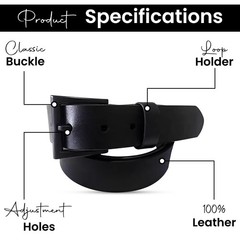 Beep Free 1 3/8&Prime; Genuine Italian Leather, Vegetable Tanned Belt 30-32, Black