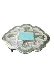 Large Robert Lee Morris Studio 925 Sterling Silver and Turquoise Belt Buckle