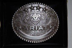 Ariat Western Belt Oval Buckle Stars Logo Silver A37061
