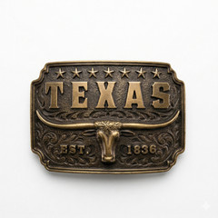 Vintage Bronze Texas Longhorn Belt Buckle – Est. 1836 Commemorative Edition