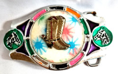 VTG 1970&rsquo;s Imperial Hebillas Belt Buckle Mexico Western Rodeo Boots Horses