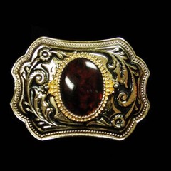 &lsquo;Gold & Black&rsquo; With Brown Oval Inset 3D Belt Buckle NEW