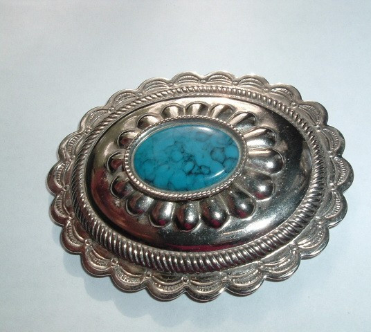 Turquoise Stone Silver Western Southwest Unisex Belt Buckle