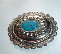 Turquoise Stone Silver Western Southwest Unisex Belt Buckle