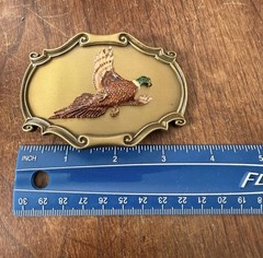 Vintage 1978 Pheasant Brass Belt Buckle Buckle Raintree Made In USA Bird Nature