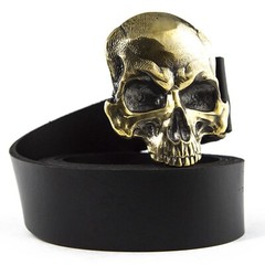 Skull Matte solid brass belt buckle, Dead head human skull solid belt buckle