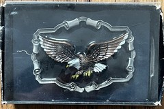 Vintage Great American Buckle Co. Pewter 1983 Eagle Belt Buckle Enamel QD1243