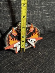 Plastic Guitar Hero Belt Buckle With Skull & Flames