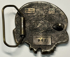 Vintage 1976 Great American Buckle Company Skull Head Brass Belt Buckle