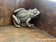 Brass Frog Belt Buckle Large Bullfrog Lily Pad Western Cowboy Design