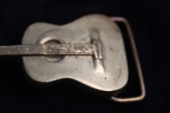Vntg 1970s Solid Brass Acoustic Guitar Belt Buckle Counry Rock Music Aminco #124