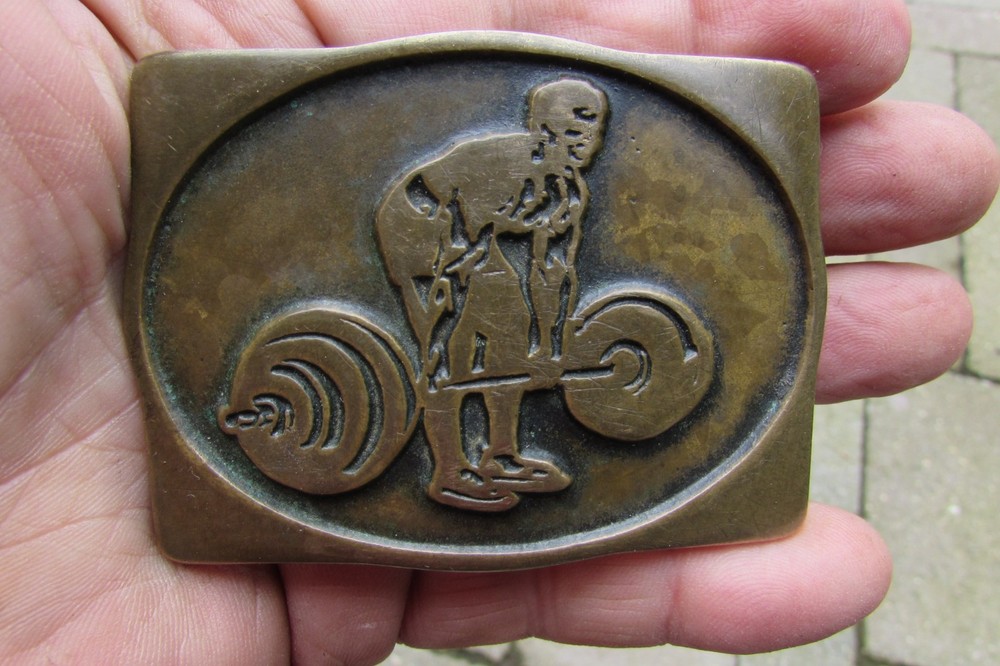 Weight Lifting Belt Buckle Anacortes Brass Works U.S.A 1985 Original Patina