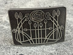 Charles Rennie MacKintosh Pewter Belt Buckle Rare Silver Tone Design Rare VTG