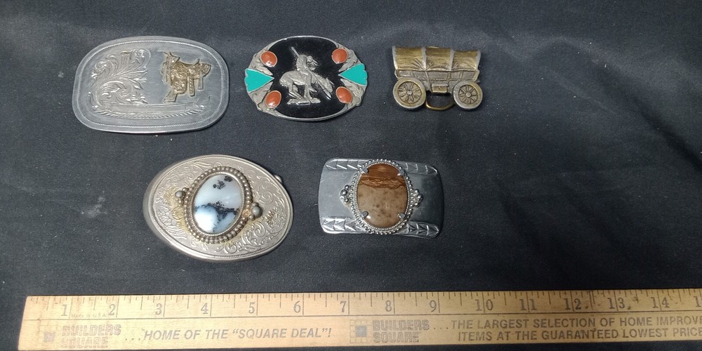 Men&rsquo;s Cowboy Southwest Native American Belt Buckle Mixed Lot Of 5
