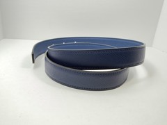 Authentic HERMES H Logo Reversible Belt Strap Blue Gold Tone Buckle Kit 85