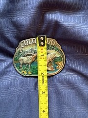 CJ Western Belt Buckle Colorado Elk & Fish Wildlife Scene Multicolor 1.5in