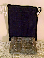 SNAP ON TOOLS BELT BUCKLE FELT POUCH PEWTER 3D RELIEF CREATIVE FACTOR #890574.
