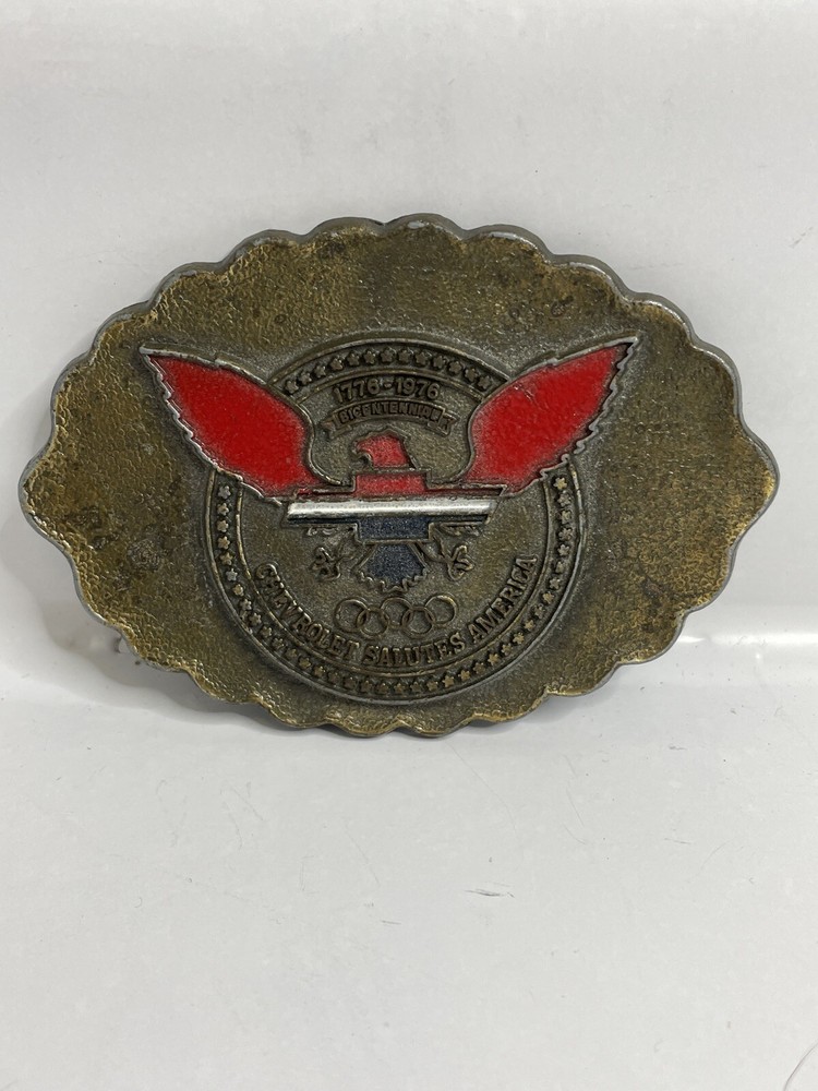 Chevrolet Salutes America BELT BUCKLE USA Bicentennial Olympics