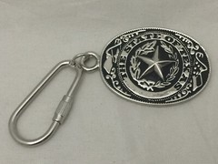 3 piece set Texas Seal Set: Belt Buckle, Bolo and Key Ring (Silver)