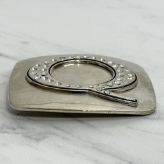 Rhinestone Studded Q Letter Initial Monogram Silver Tone Belt Buckle
