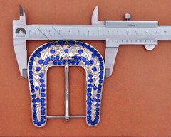Western Rhinestone Belt Buckle 3pcs Set for Replacement or Leather Craft 1-1/2&Prime;
