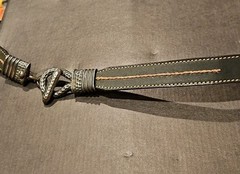 Unique Buckle Leather Belt. Dark Green 36 Inches Unisex