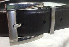 Belt & Buckle Silver Tone Reversable Black Or Brown 1&Prime; Wide Size 36 Fits 32&Prime;-38&Prime;