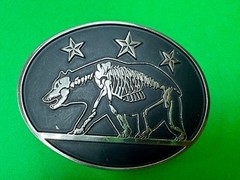 California State Flag Skeleton Grizzly Bear Stars Belt Buckle Chrome 6464